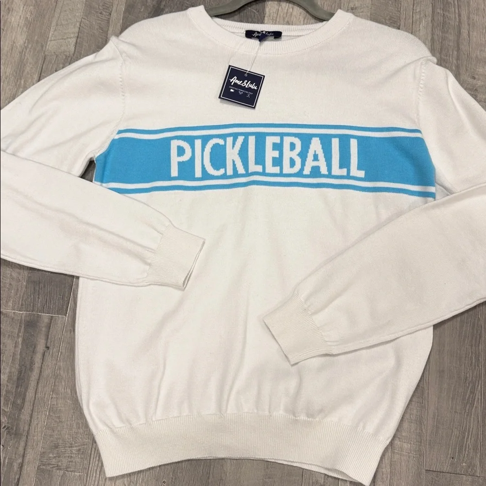 White and Blue Pickleball Sweater - Picture 4 of 7